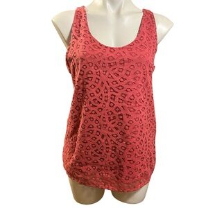 Ann Taylor LOFT Coral Lace Overlay Sleeveless Top M